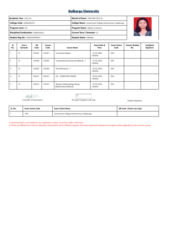 Hall Ticket | PDF | Numerical Analysis | Computer Science