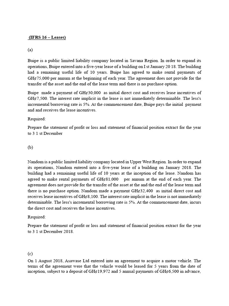 IFRS 16 & IFRS 9 Sample Questions | PDF | Equity (Finance) | Bonds ...