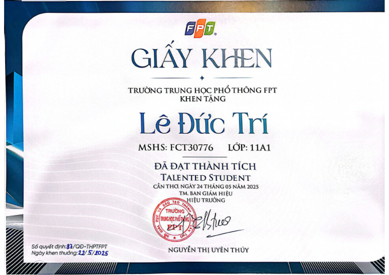 GK FPT_talented Student | PDF