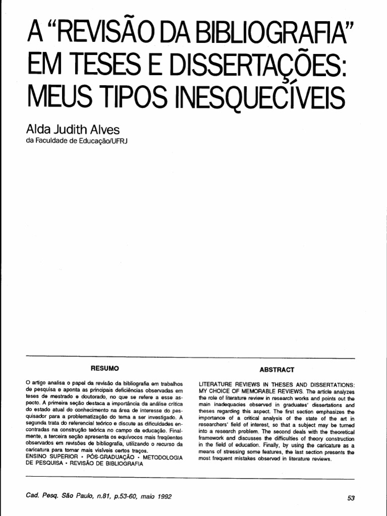 A Revisão Da Bibliografia em Teses e Dissertações | PDF