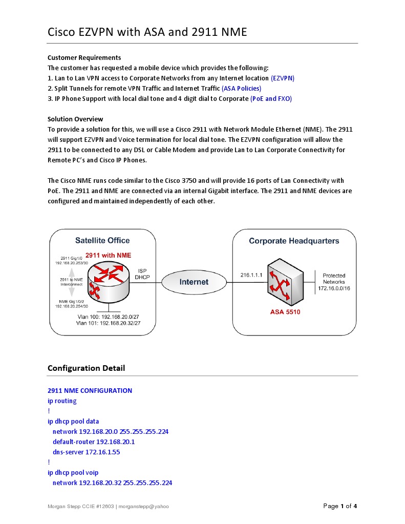 Cisco EZVPN With 2911 and ASA | PDF | Ip Address | Virtual Private Network