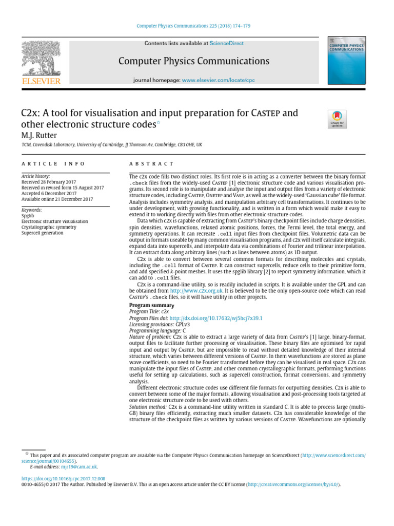 C2x-A Tool for Visualisation and Input Preparation for Castep and Other ...
