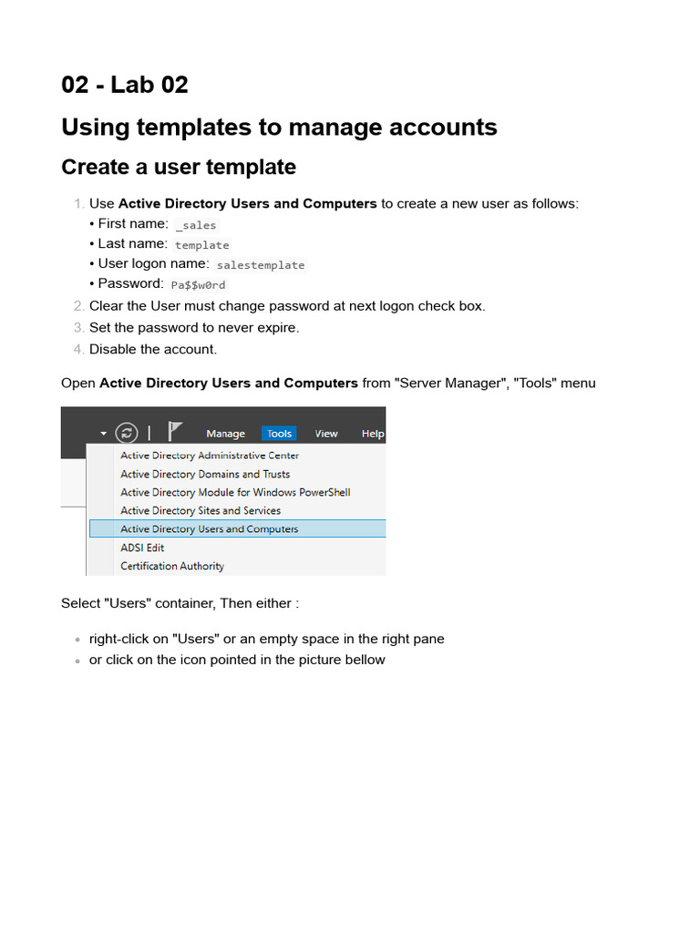 02 - Lab 02 | PDF | User (Computing) | Password