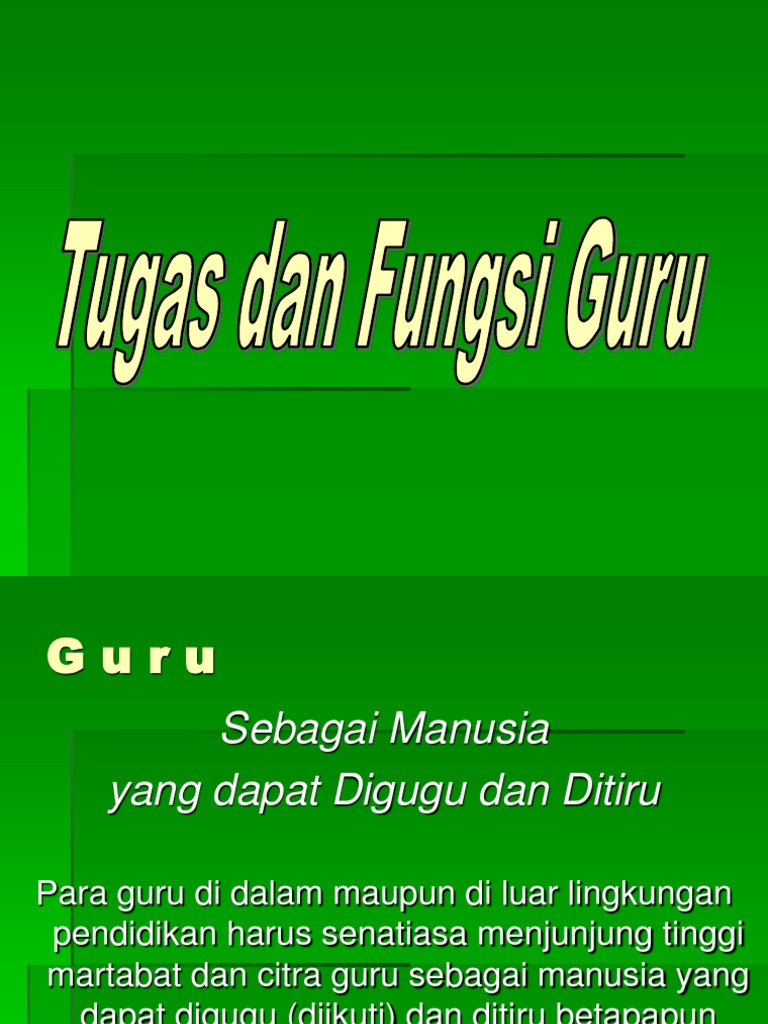 Tugas Dan Fungsi Guru  PDF