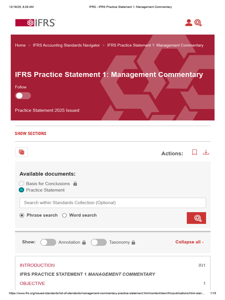 IFRS - IfRS Practice Statement 1 - Management Commentary | PDF ...