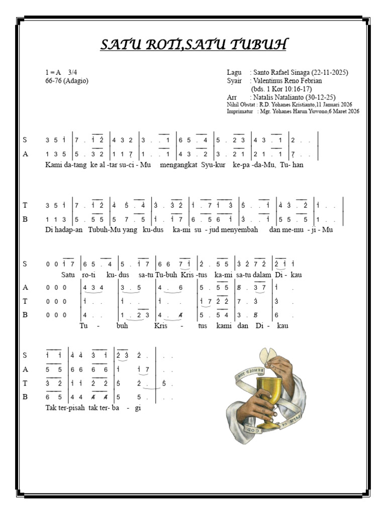 Satu Roti, Satu Tubuh PARTITUR KOOR SATB | PDF