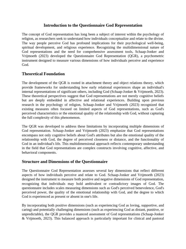 God Representation | PDF | Psychology | Experience
