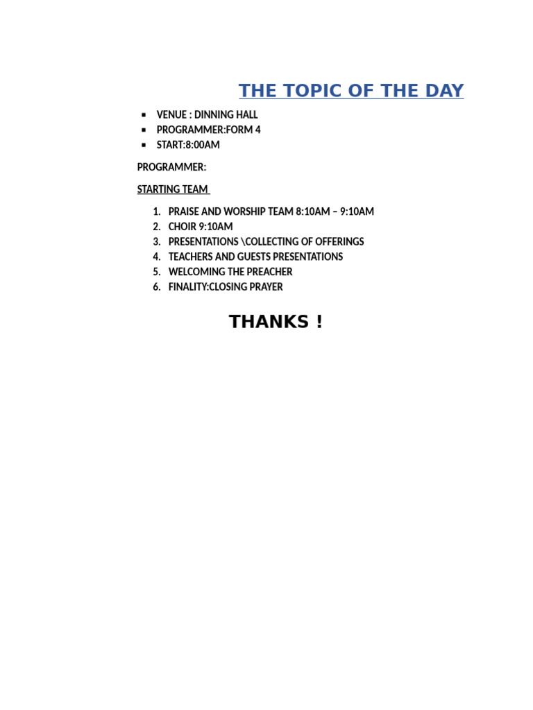 The Topic of The Day | PDF