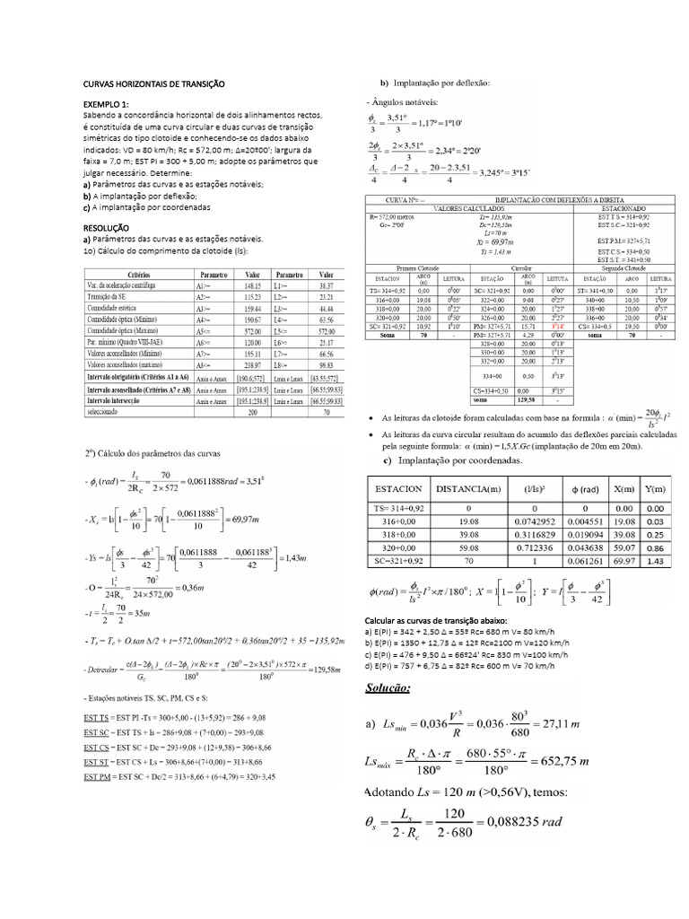 CURVAS HORIZONTAIS Vias Test | PDF | Curva | Tráfego