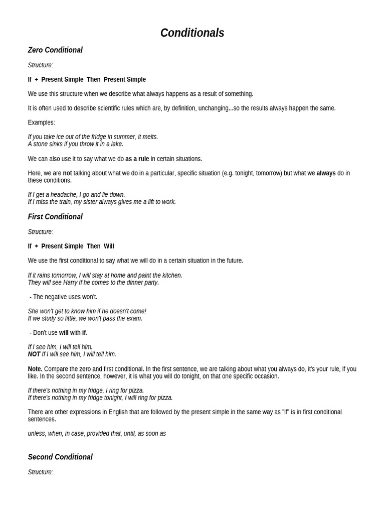 Conditionals - Explinations | PDF | Perfect (Grammar) | Language Mechanics