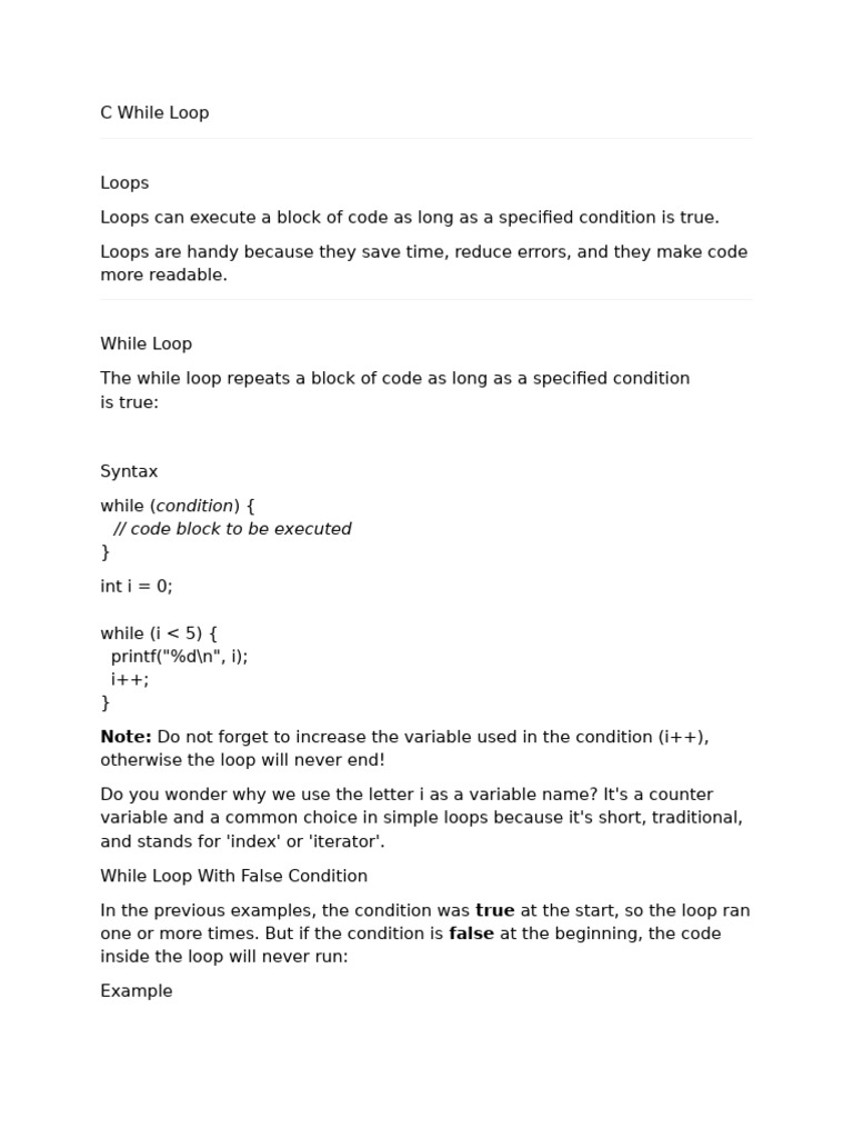 Condition // Code Block To Be Executed | PDF | Pointer (Computer ...