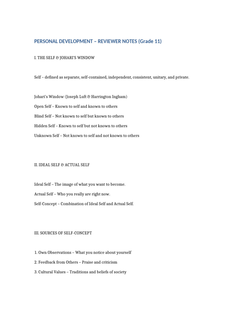 PERDEV Reviewer Notes | PDF