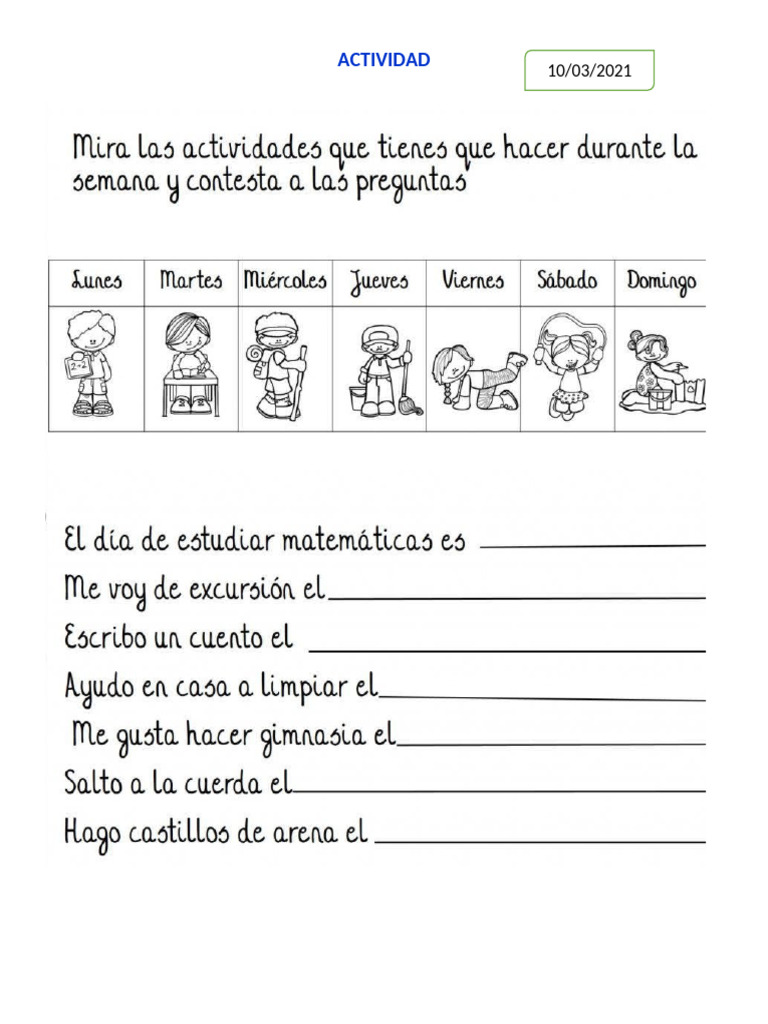 Actividad2 Dias de La Semana | PDF