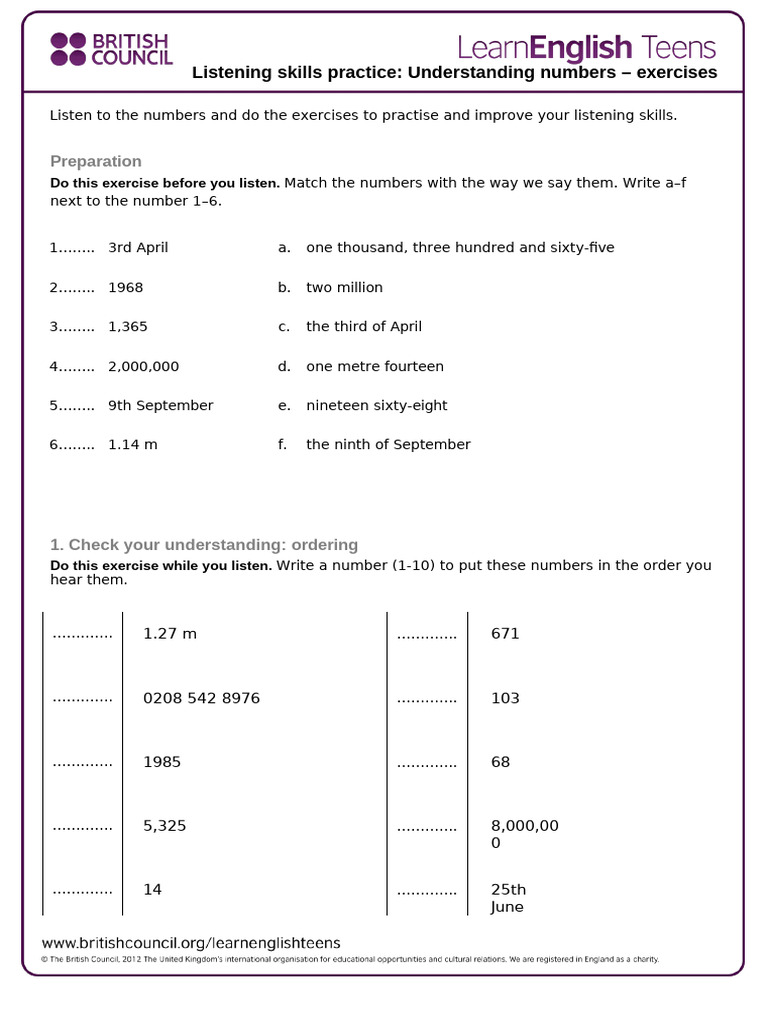 Understanding Numbers - Exercises 2 | PDF