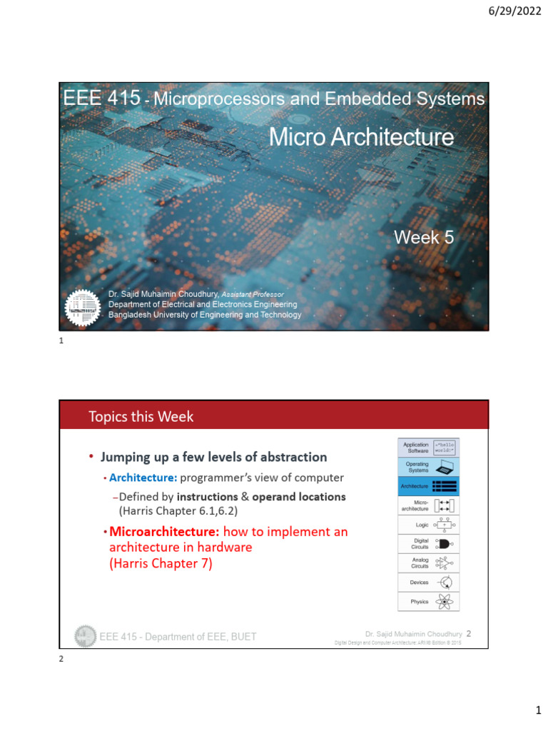EEE415 Week05,06 Micro Architecture | PDF | Central Processing Unit ...