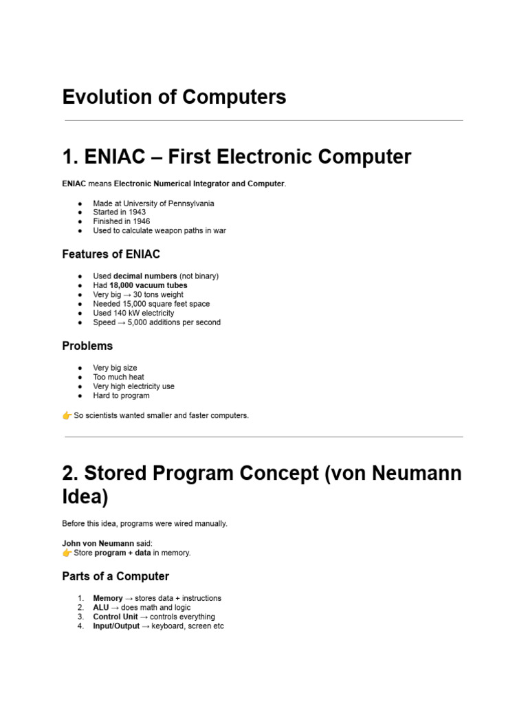 Evolution of Computers | PDF | Central Processing Unit | Integrated Circuit