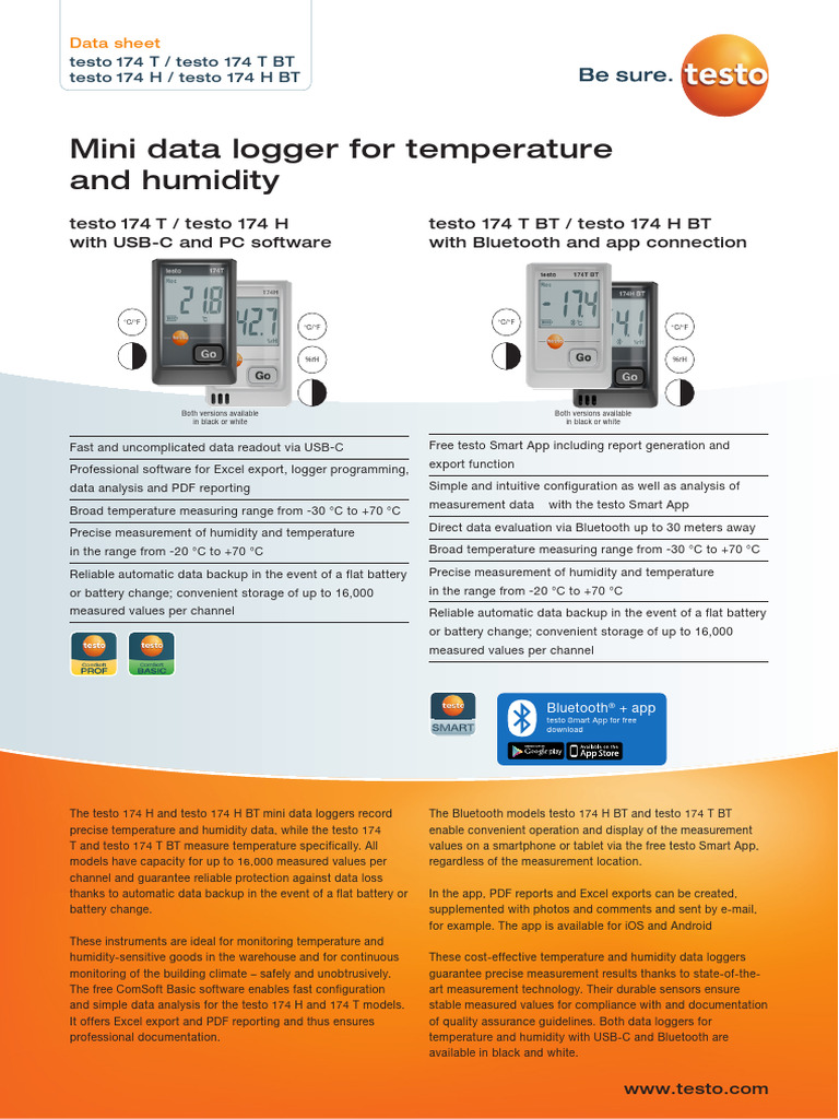 Testo 174 All Datasheet en | PDF | Smartphone | Usb