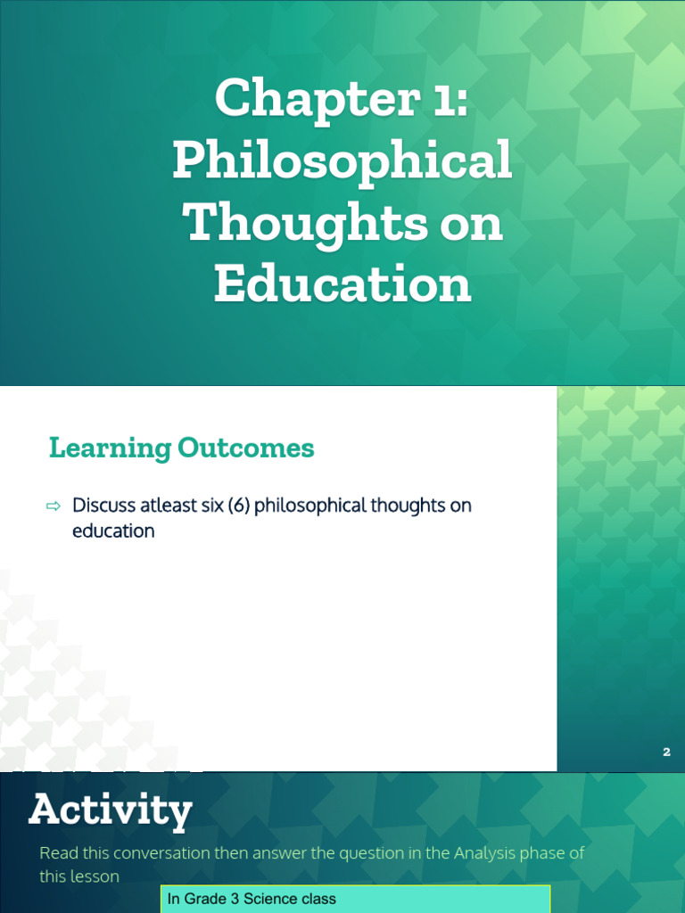 EDUC 204 Chapter 1 Philosophical Thoughts On Education | PDF | Learning ...