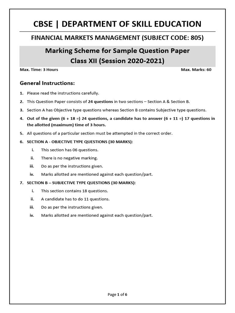 B 805 Fmm Sample Paper 20 21 Answer | PDF | Futures Contract ...