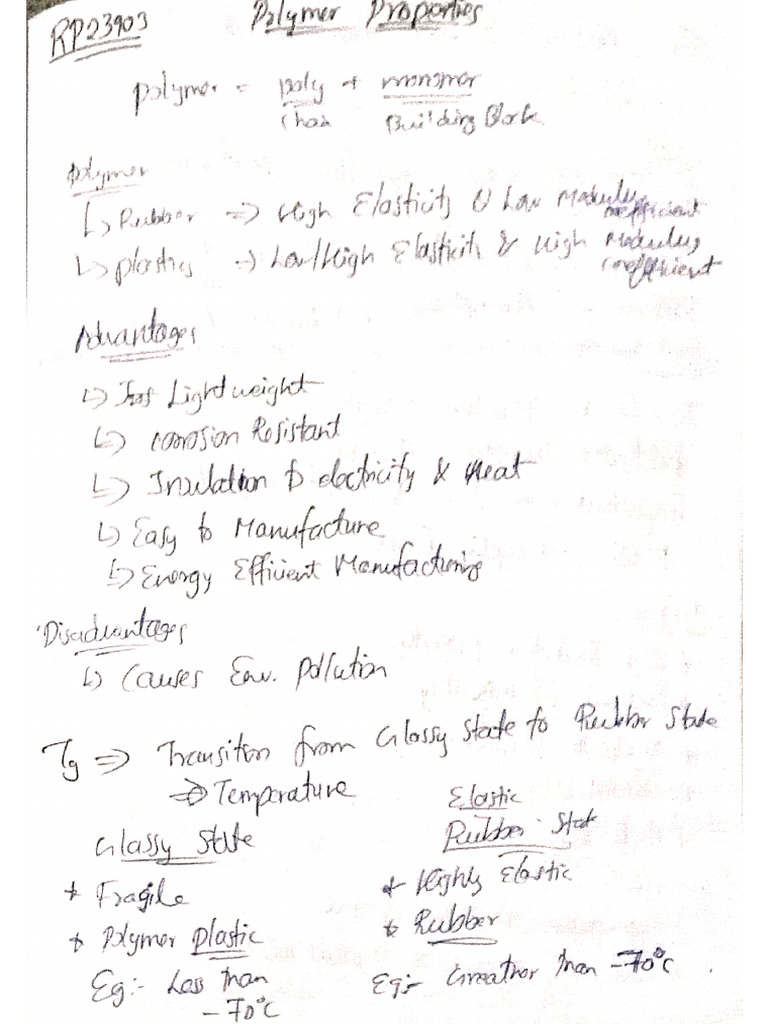 Polymer Props Notes ASS-I | PDF