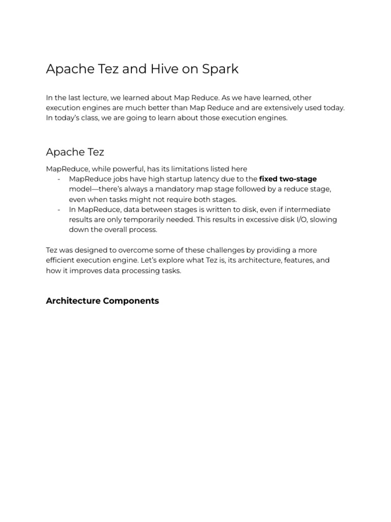 10 Apache Tez and Hive On Spark | PDF | Map Reduce | Computing
