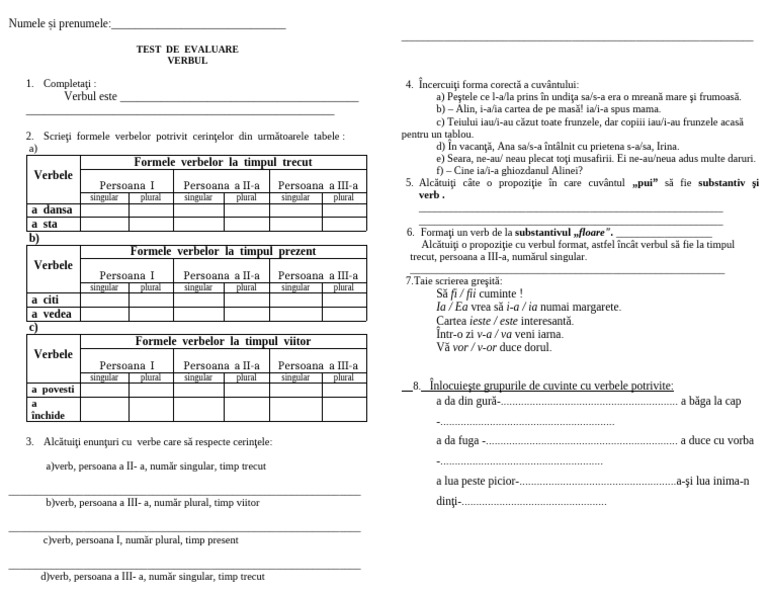 1 Test Verbul | PDF
