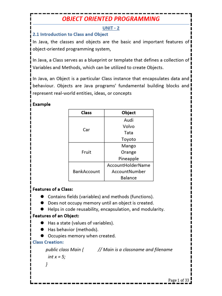 Unit - 2 Oop | PDF | Method (Computer Programming) | Constructor ...