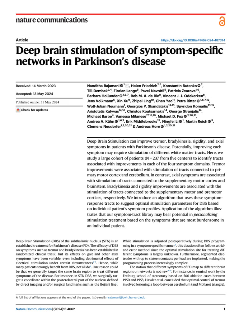 Deep Brain Stimulation of Symptom-specific | PDF | Deep Brain ...