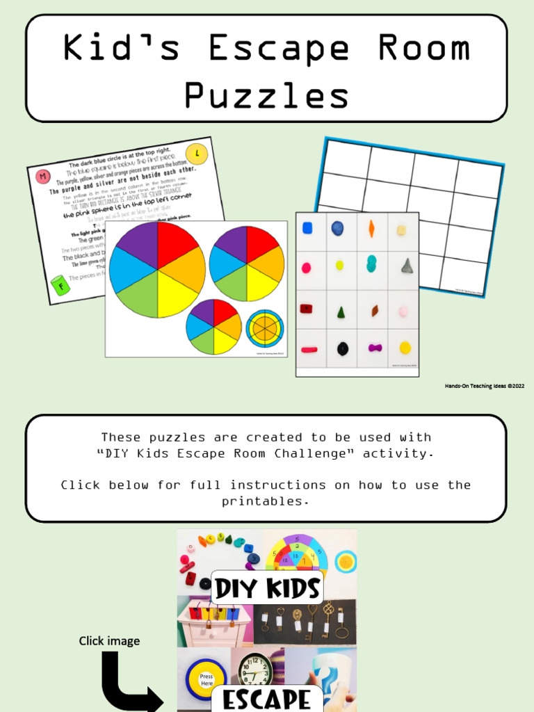 Kids Escape Room Challenge Free Library Printables 1 | PDF