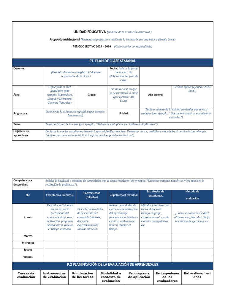 Formato Propuesta Plan Clases | PDF | Plan de estudios | Aprendizaje