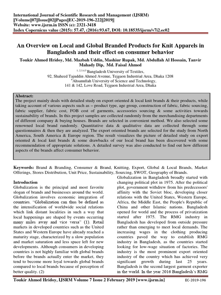 An Overview on Local and Global Branded | PDF | Brand | Textiles