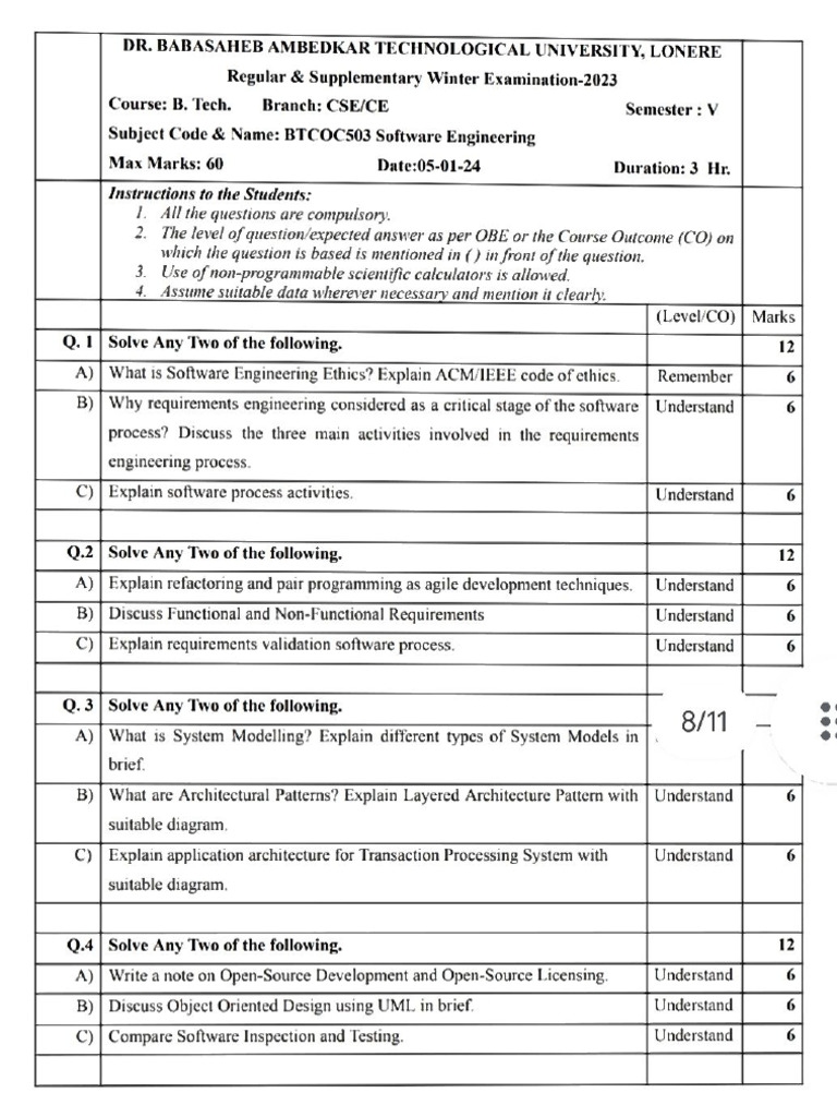 5th Semester Software Engineering | PDF