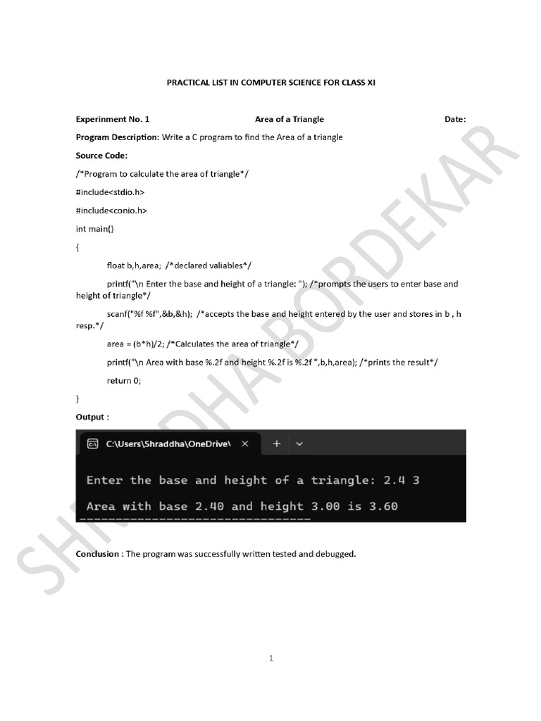 class 11 exp 1-5 | PDF