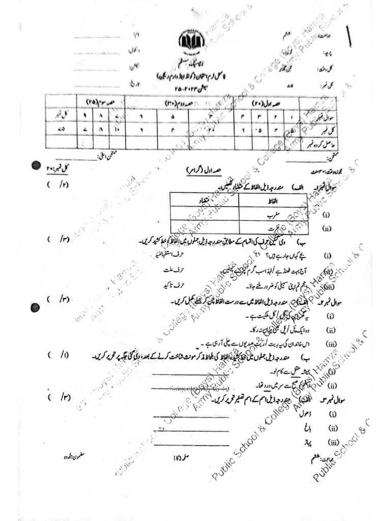 6 Class Paper | PDF