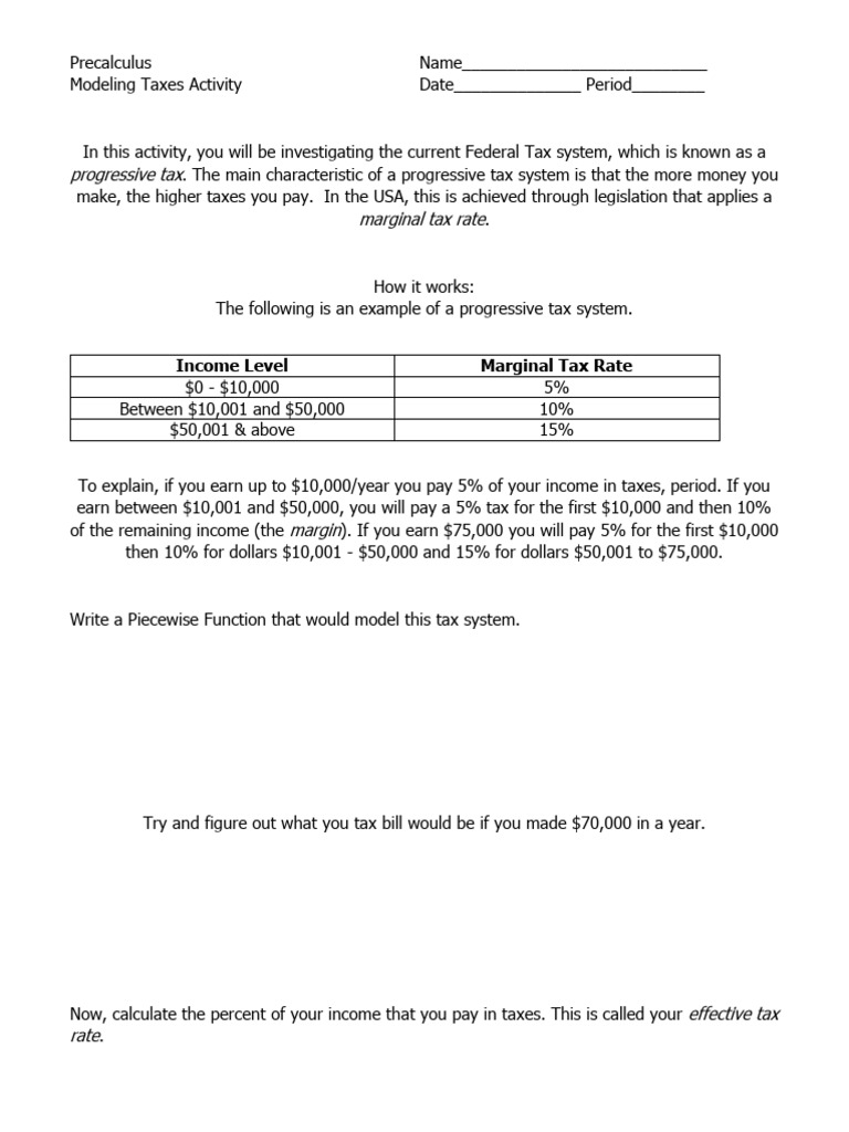 Modeling Taxes Activity | PDF | Progressive Tax | Taxes