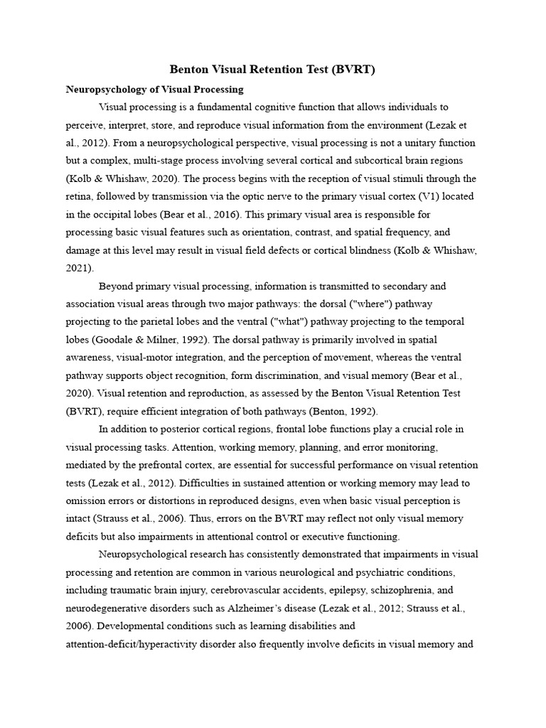 25mplb41 - BVRT Final Report | PDF | Visual System | Psychology