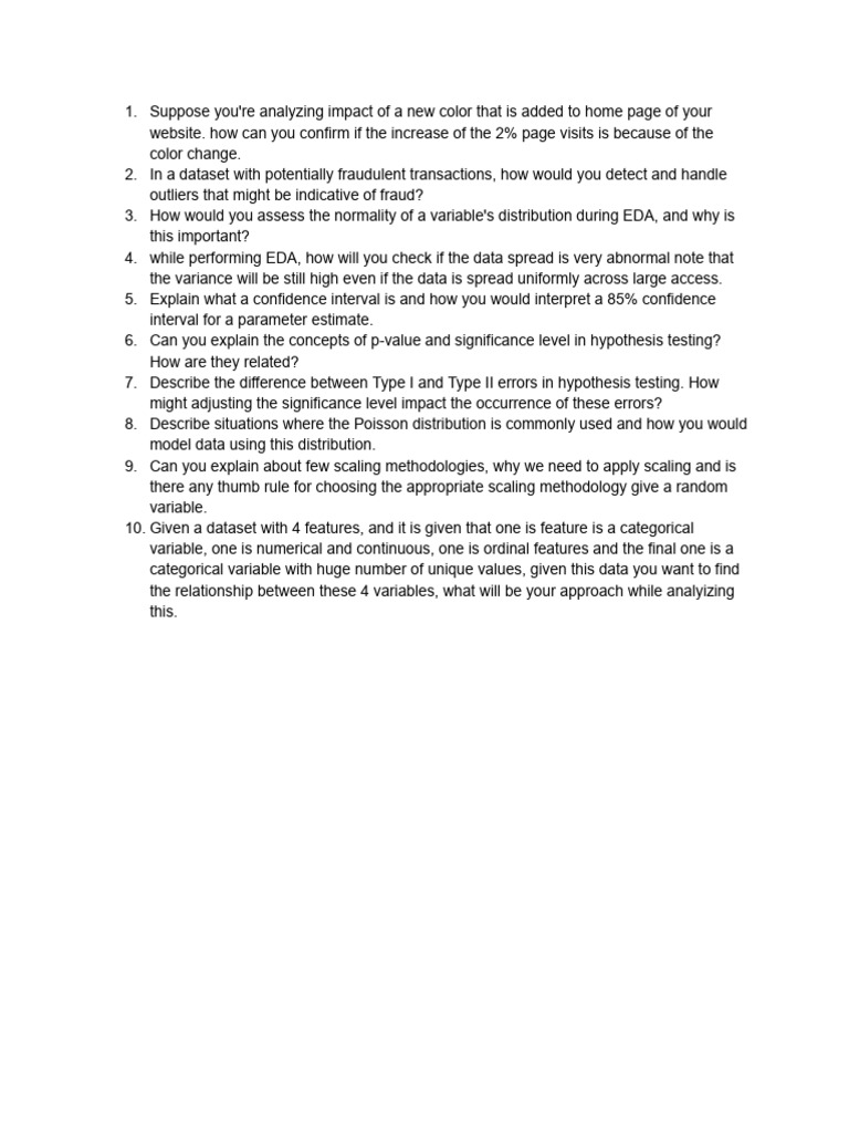 Example EDA Questions | PDF