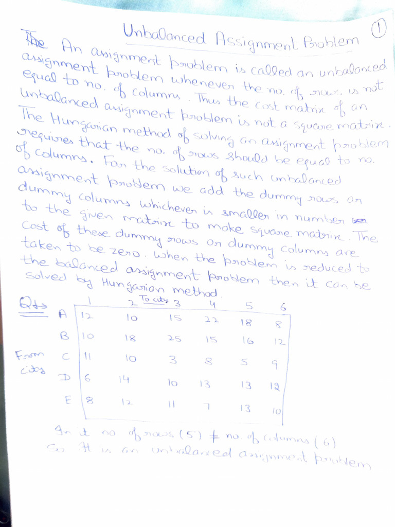 Unbalanced Assignment Problem | PDF