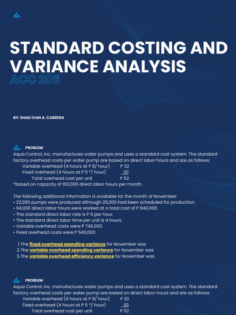 Standard Costing and Variance Analysis | PDF | Variance | Management ...