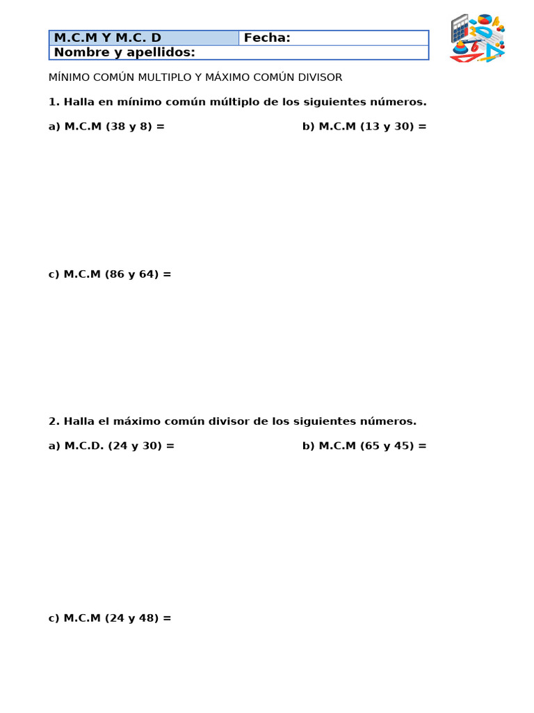 Examen Mate MCM Y MCD | PDF