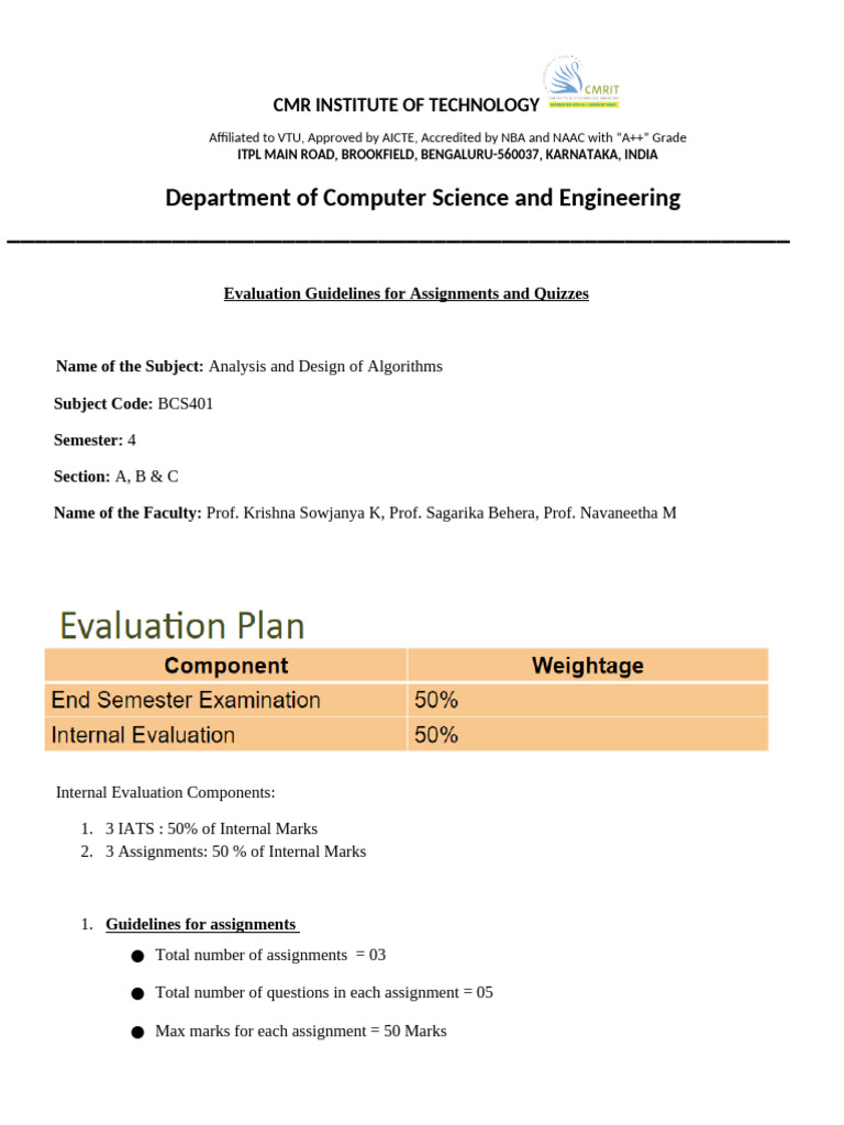 DAA Evaluation Guidelines | PDF | Educational Assessment And Evaluation