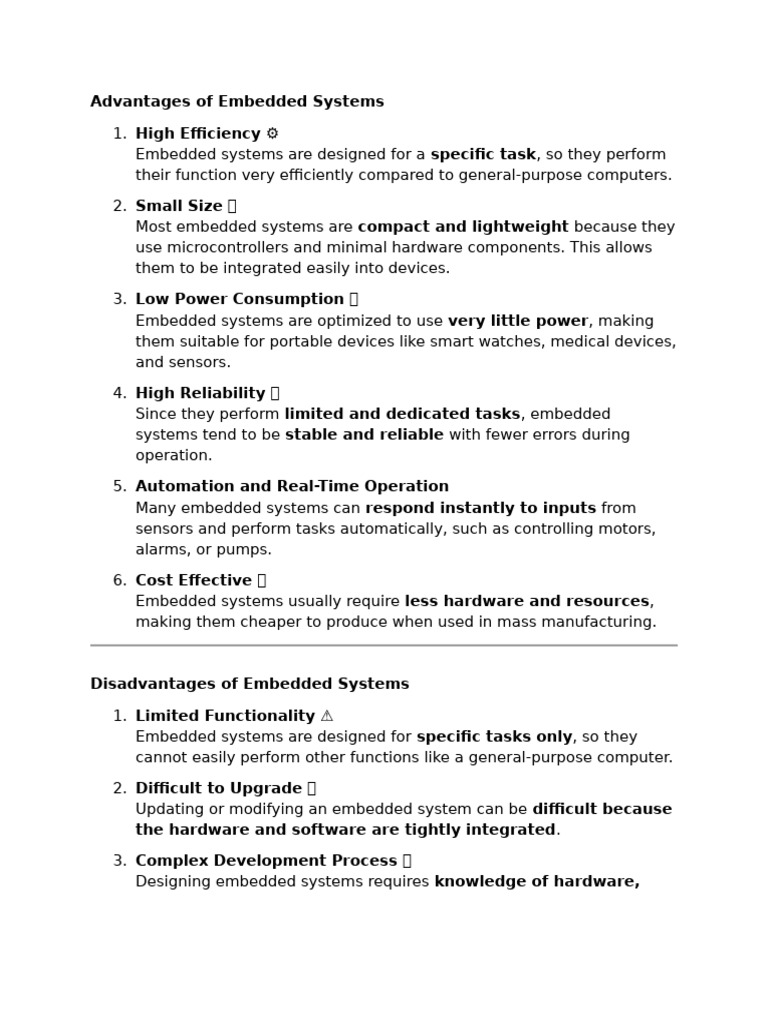 Advantages of Embedded Systems | PDF