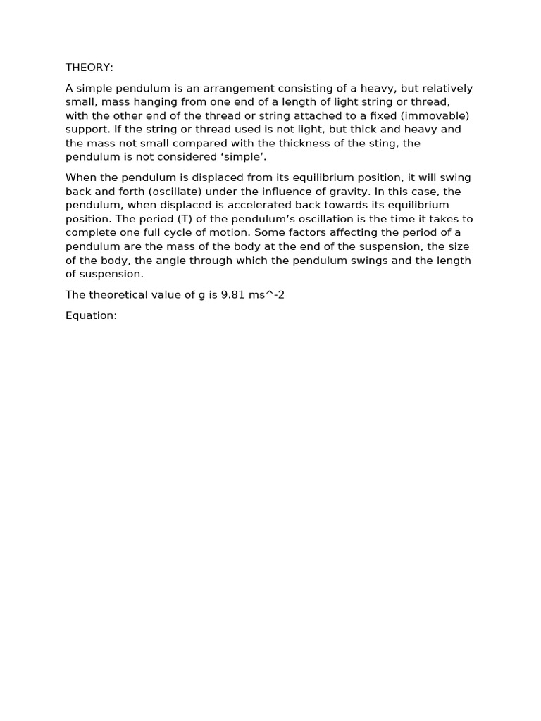 Pendulum Lab | PDF
