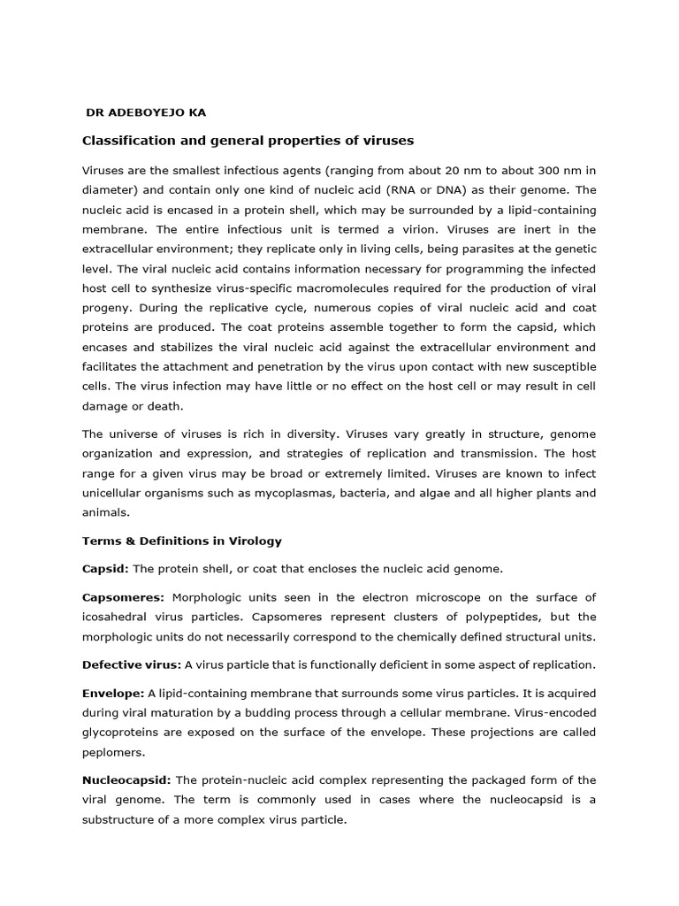 Structures and General Properties of Viruses for Medical Students (1 ...