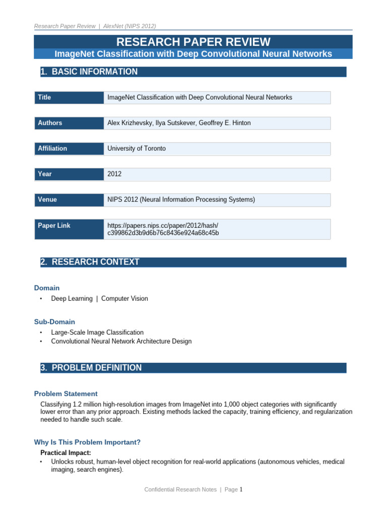 AlexNet Paper Review | PDF | Algorithms | Software Engineering