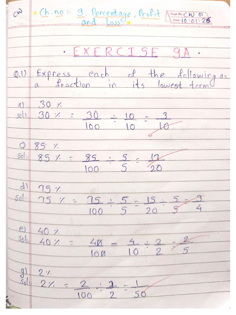 Ch.no.9 Percentage, Profit and Loss | PDF