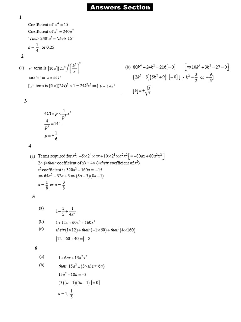 Binomial Worksheet Answers | PDF
