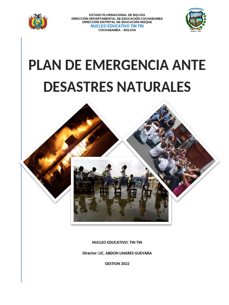 Plan de Emergencia Ante Desastres Naturales 2022 | PDF | Primeros ...