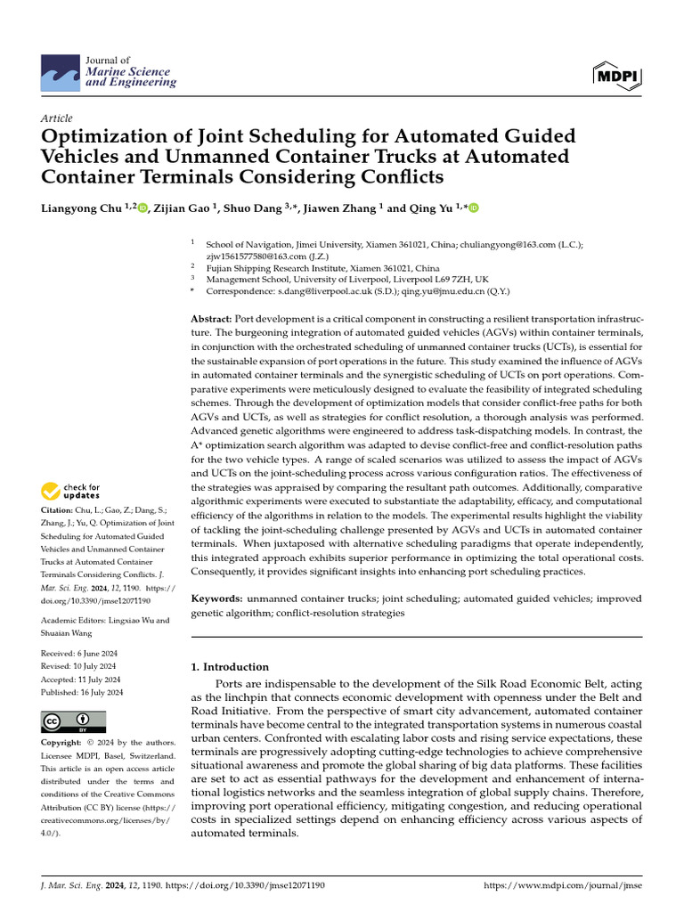 Optimization of Joint Scheduling For Automated Guided Vehicles and ...