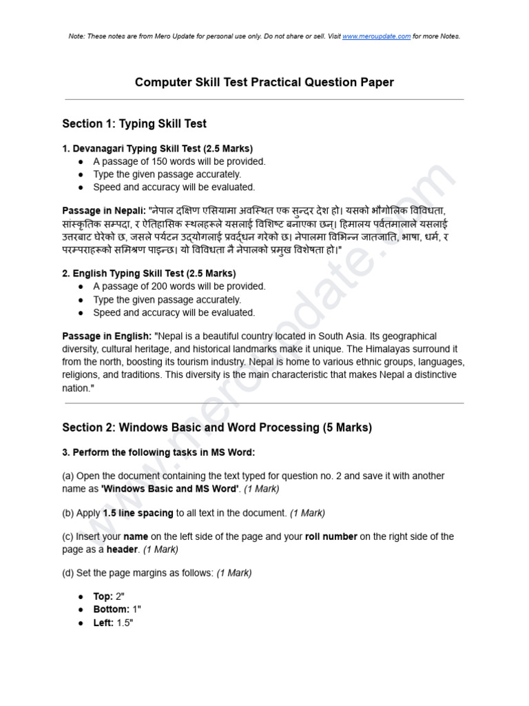 Computer Skill Test Practical Question Paper | PDF | Computer File ...